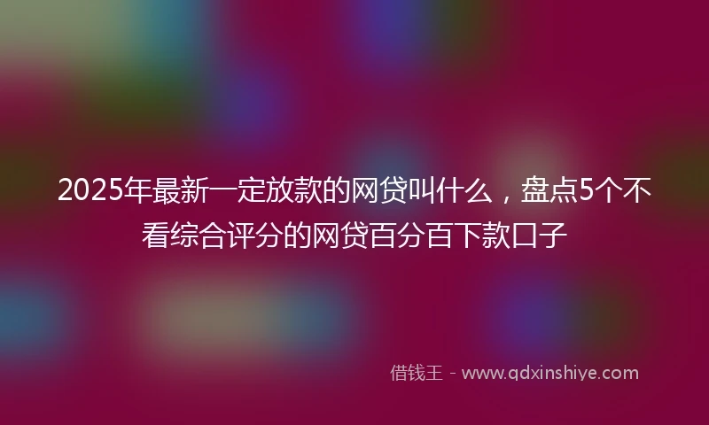 2025年最新一定放款的网贷叫什么，盘点5个不看综合评分的网贷百分百下款口子