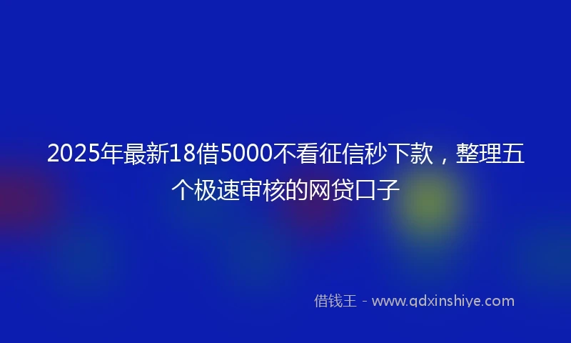 2025年最新18借5000不看征信秒下款，整理五个极速审核的网贷口子