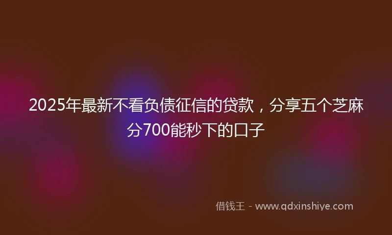 2025年最新不看负债征信的贷款，分享五个芝麻分700能秒下的口子