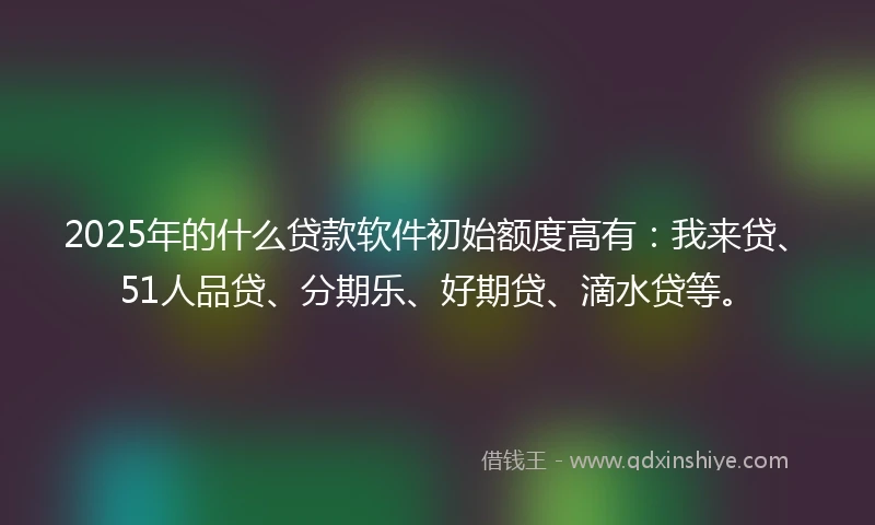 2025年的什么贷款软件初始额度高有：我来贷、51人品贷、分期乐、好期贷、滴水贷等。