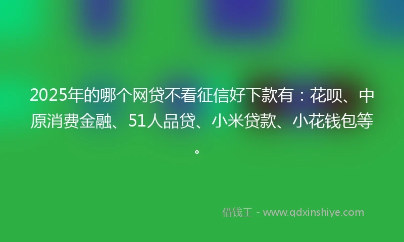 2025年的哪个网贷不看征信好下款有：花呗、中原消费金融、51人品贷、小米贷款、小花钱包等。