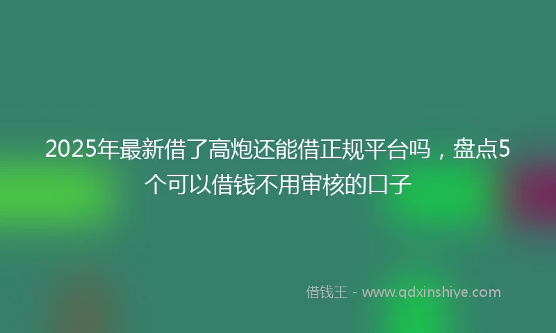 2025年最新借了高炮还能借正规平台吗，盘点5个可以借钱不用审核的口子