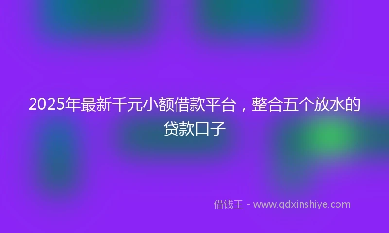 2025年最新千元小额借款平台，整合五个放水的贷款口子