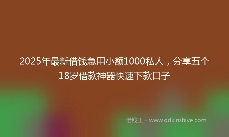 2025年最新借钱急用小额1000私人，分享五个18岁借款神器快速下款口子