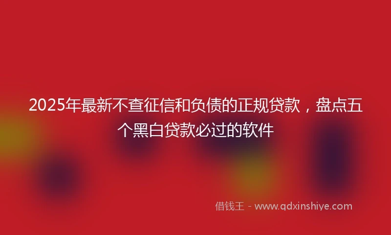 2025年最新不查征信和负债的正规贷款，盘点五个黑白贷款必过的软件