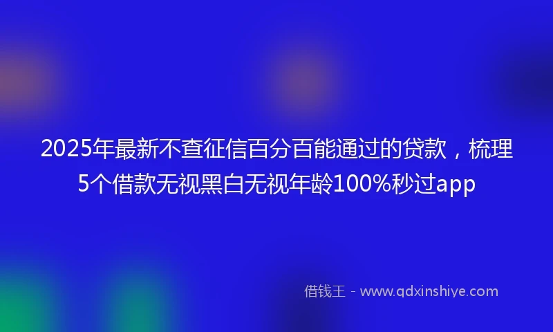 2025年最新不查征信百分百能通过的贷款，梳理5个借款无视黑白无视年龄100%秒过app