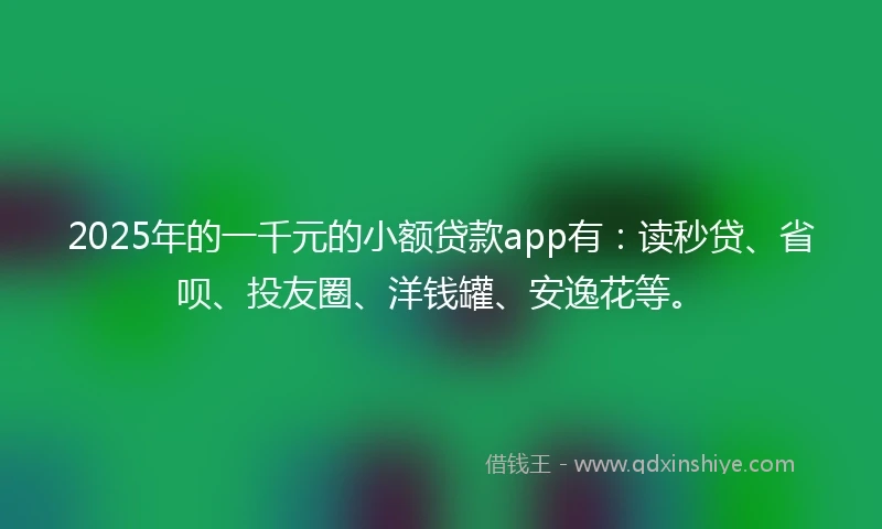 2025年的一千元的小额贷款app有：读秒贷、省呗、投友圈、洋钱罐、安逸花等。