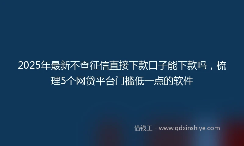 2025年最新不查征信直接下款口子能下款吗，梳理5个网贷平台门槛低一点的软件