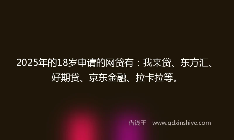 2025年的18岁申请的网贷有：我来贷、东方汇、好期贷、京东金融、拉卡拉等。