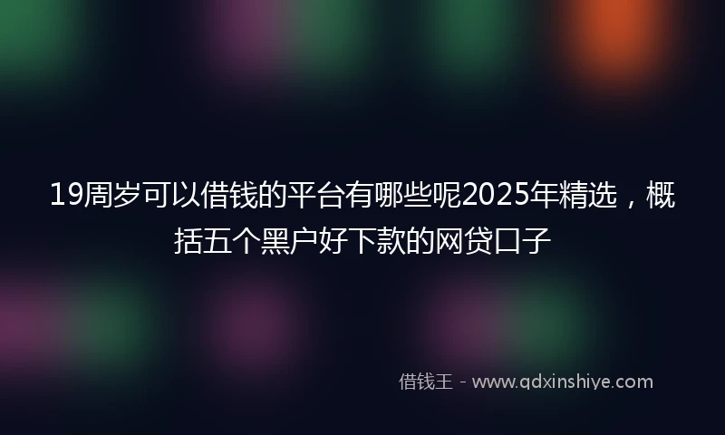19周岁可以借钱的平台有哪些呢2025年精选，概括五个黑户好下款的网贷口子