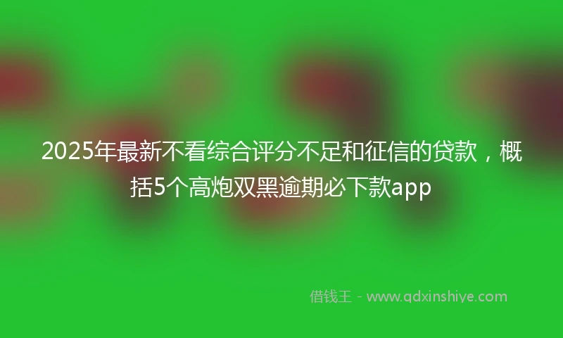 2025年最新不看综合评分不足和征信的贷款，概括5个高炮双黑逾期必下款app