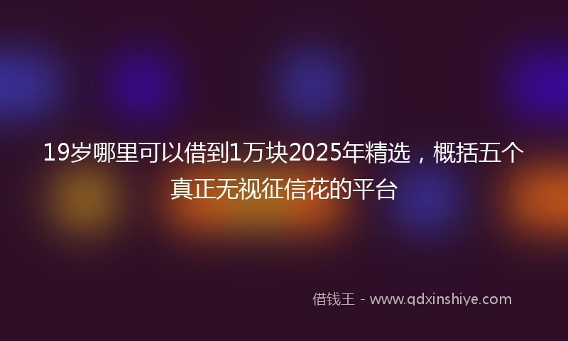 19岁哪里可以借到1万块2025年精选，概括五个真正无视征信花的平台