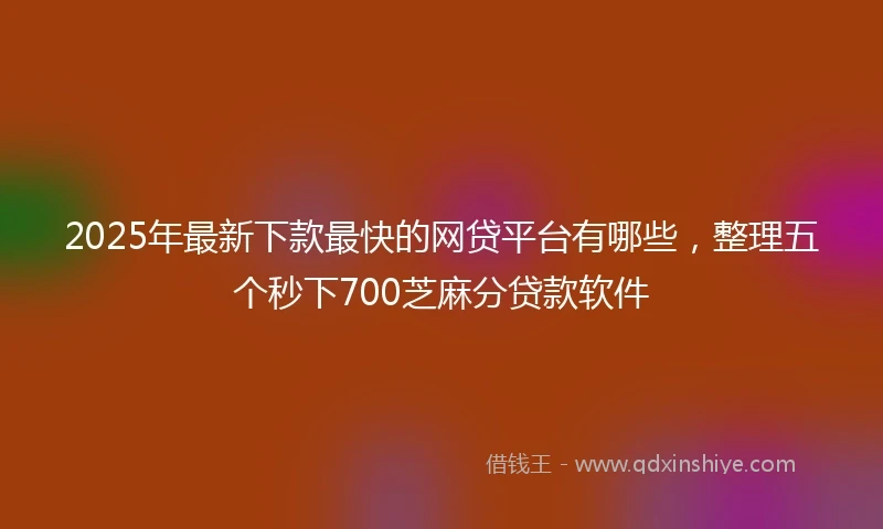 2025年最新下款最快的网贷平台有哪些，整理五个秒下700芝麻分贷款软件