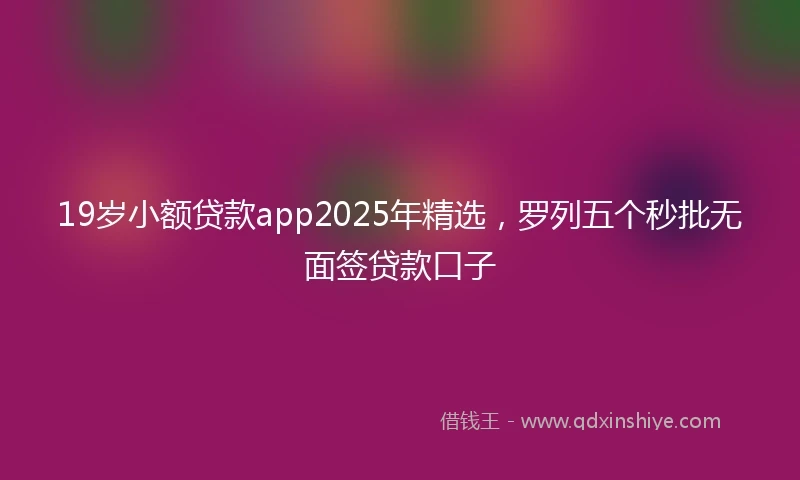19岁小额贷款app2025年精选，罗列五个秒批无面签贷款口子