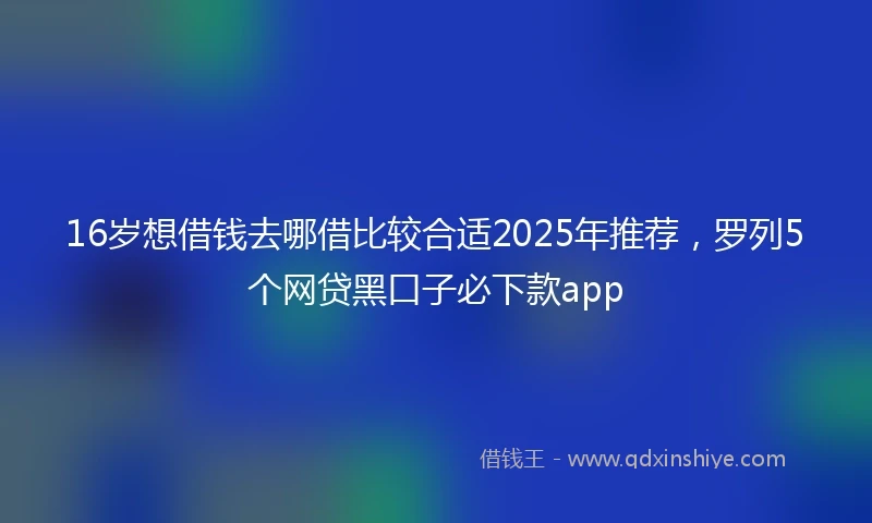 16岁想借钱去哪借比较合适2025年推荐，罗列5个网贷黑口子必下款app