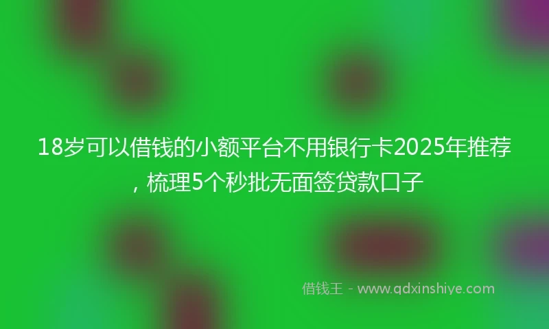 18岁可以借钱的小额平台不用银行卡2025年推荐，梳理5个秒批无面签贷款口子
