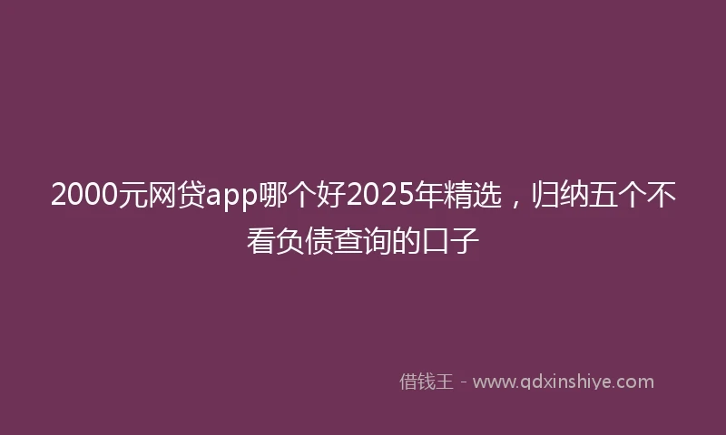 2000元网贷app哪个好2025年精选，归纳五个不看负债查询的口子