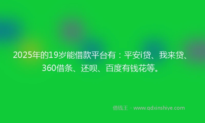 2025年的19岁能借款平台有：平安i贷、我来贷、360借条、还呗、百度有钱花等。