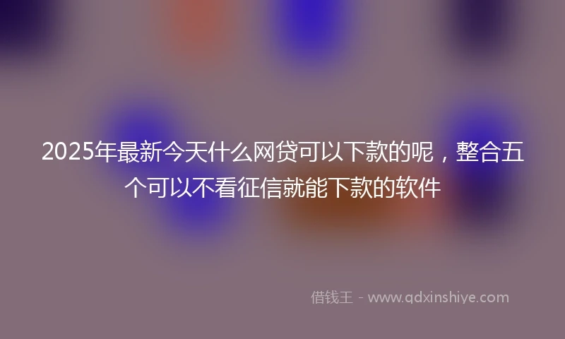 2025年最新今天什么网贷可以下款的呢，整合五个可以不看征信就能下款的软件
