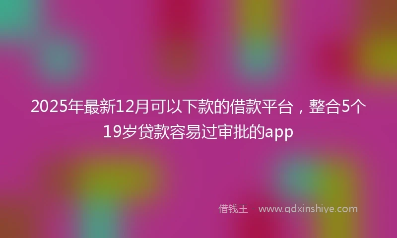 2025年最新12月可以下款的借款平台，整合5个19岁贷款容易过审批的app