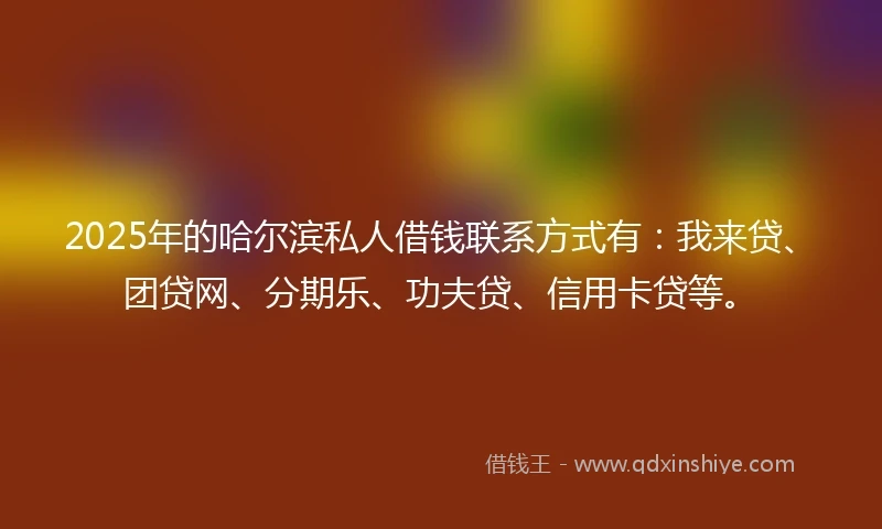 2025年的哈尔滨私人借钱联系方式有：我来贷、团贷网、分期乐、功夫贷、信用卡贷等。
