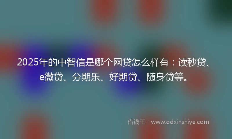 2025年的中智信是哪个网贷怎么样有：读秒贷、e微贷、分期乐、好期贷、随身贷等。