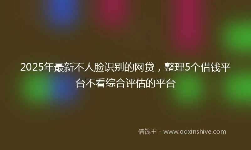 2025年最新不人脸识别的网贷，整理5个借钱平台不看综合评估的平台