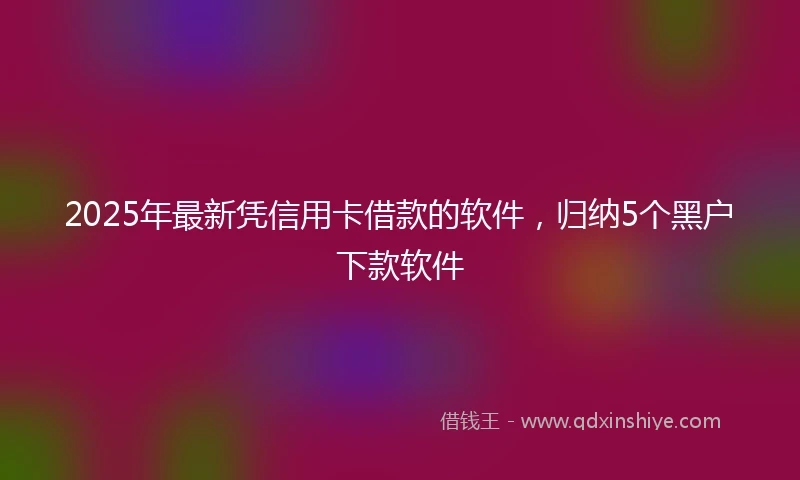 2025年最新凭信用卡借款的软件，归纳5个黑户下款软件