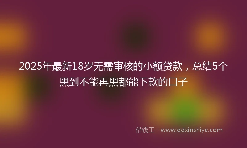 2025年最新18岁无需审核的小额贷款，总结5个黑到不能再黑都能下款的口子