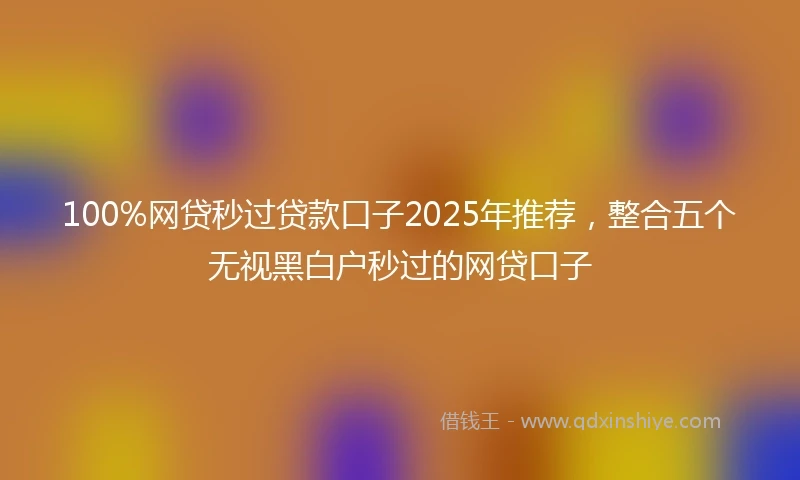 100%网贷秒过贷款口子2025年推荐，整合五个无视黑白户秒过的网贷口子