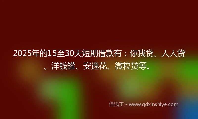 2025年的15至30天短期借款有：你我贷、人人贷、洋钱罐、安逸花、微粒贷等。