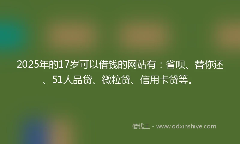 2025年的17岁可以借钱的网站有：省呗、替你还、51人品贷、微粒贷、信用卡贷等。