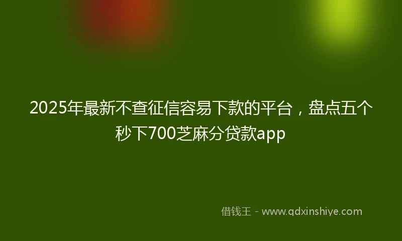 2025年最新不查征信容易下款的平台，盘点五个秒下700芝麻分贷款app