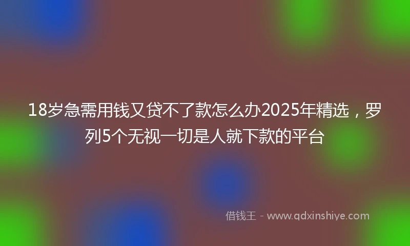 18岁急需用钱又贷不了款怎么办2025年精选，罗列5个无视一切是人就下款的平台