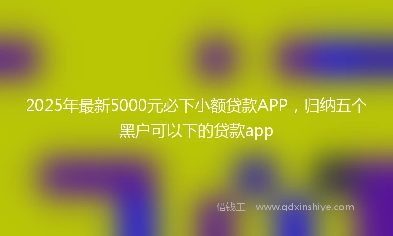 2025年最新5000元必下小额贷款APP，归纳五个黑户可以下的贷款app