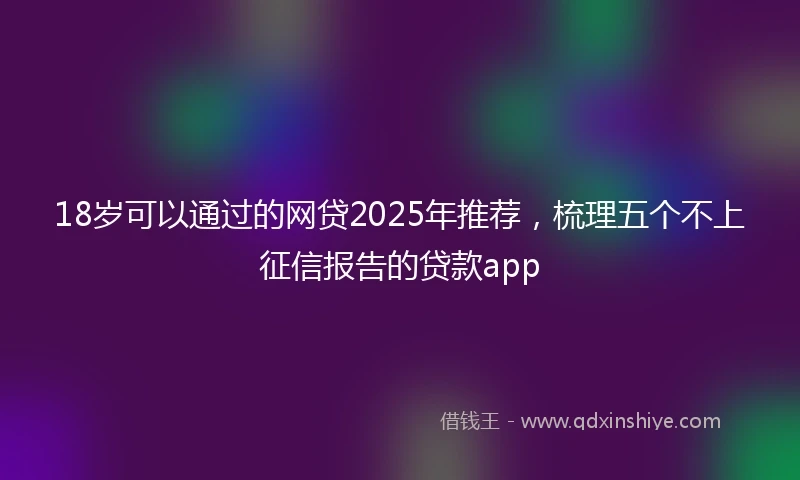 18岁可以通过的网贷2025年推荐，梳理五个不上征信报告的贷款app