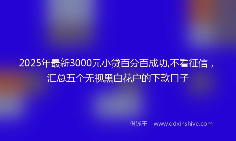 2025年最新3000元小贷百分百成功,不看征信，汇总五个无视黑白花户的下款口子