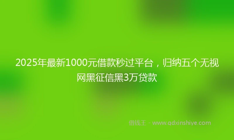 2025年最新1000元借款秒过平台，归纳五个无视网黑征信黑3万贷款