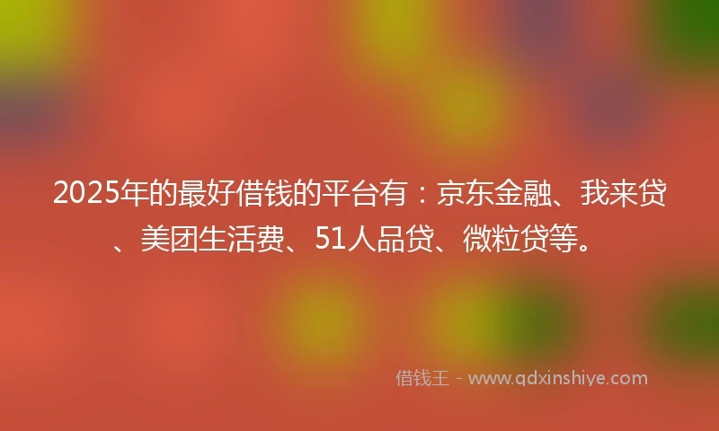2025年的最好借钱的平台有：京东金融、我来贷、美团生活费、51人品贷、微粒贷等。