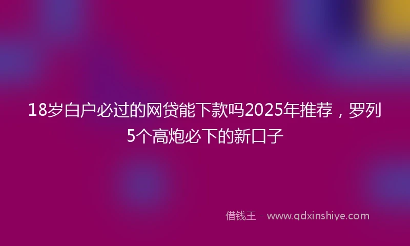 18岁白户必过的网贷能下款吗2025年推荐，罗列5个高炮必下的新口子