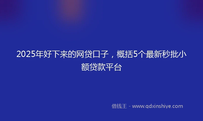 2025年好下来的网贷口子，概括5个最新秒批小额贷款平台