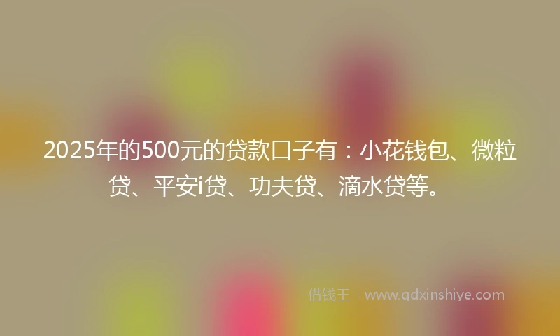 2025年的500元的贷款口子有：小花钱包、微粒贷、平安i贷、功夫贷、滴水贷等。