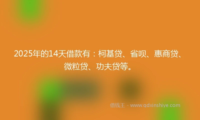 2025年的14天借款有：柯基贷、省呗、惠商贷、微粒贷、功夫贷等。