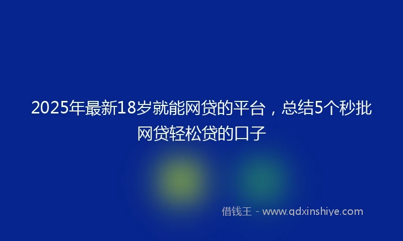 2025年最新18岁就能网贷的平台，总结5个秒批网贷轻松贷的口子