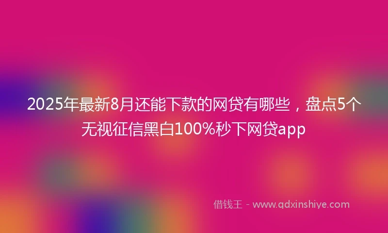 2025年最新8月还能下款的网贷有哪些，盘点5个无视征信黑白100%秒下网贷app