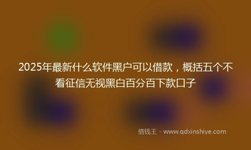 2025年最新什么软件黑户可以借款，概括五个不看征信无视黑白百分百下款口子