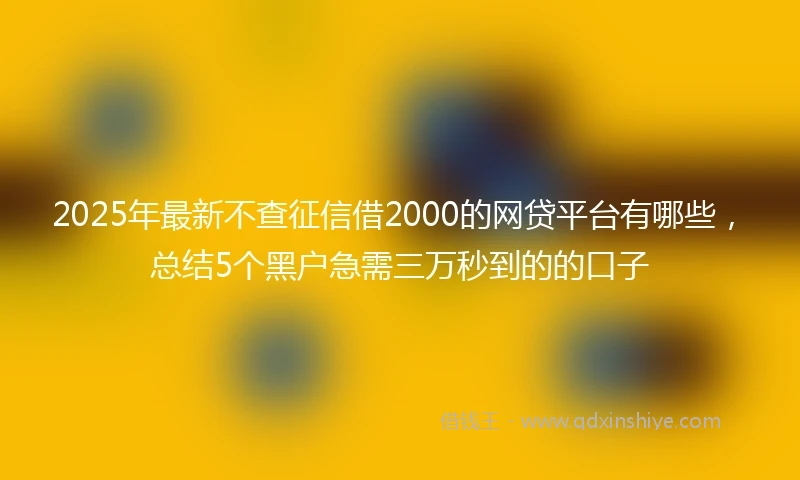 2025年最新不查征信借2000的网贷平台有哪些，总结5个黑户急需三万秒到的的口子