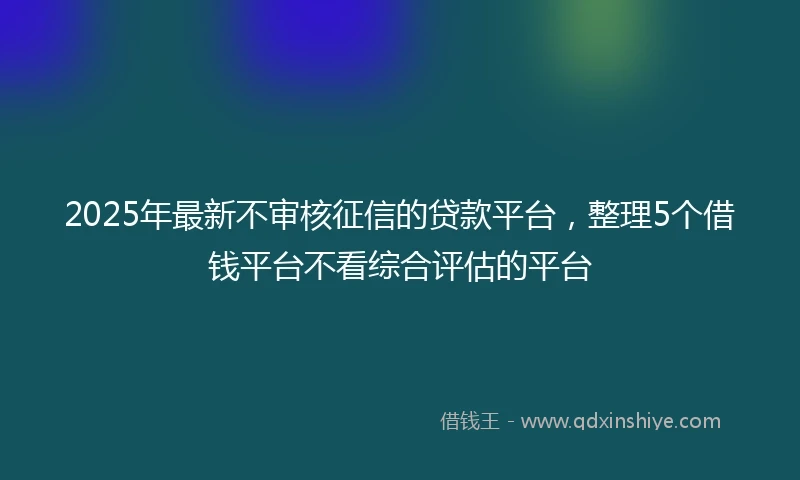 2025年最新不审核征信的贷款平台，整理5个借钱平台不看综合评估的平台
