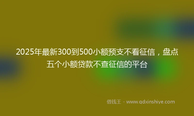 2025年最新300到500小额预支不看征信，盘点五个小额贷款不查征信的平台