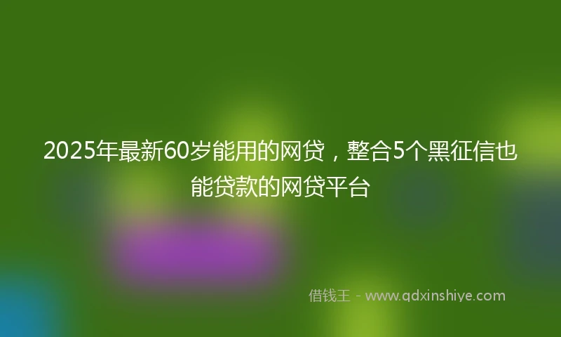 2025年最新60岁能用的网贷，整合5个黑征信也能贷款的网贷平台